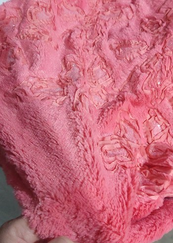 Nar çiçeği renginde,üç boyutlu görüntüsü olan Welsoft kumaş - Görsel 3