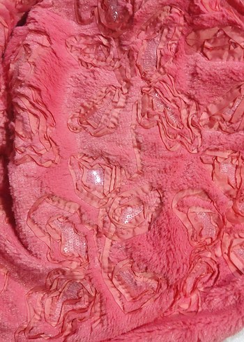 Nar çiçeği renginde,üç boyutlu görüntüsü olan Welsoft kumaş - Görsel 2