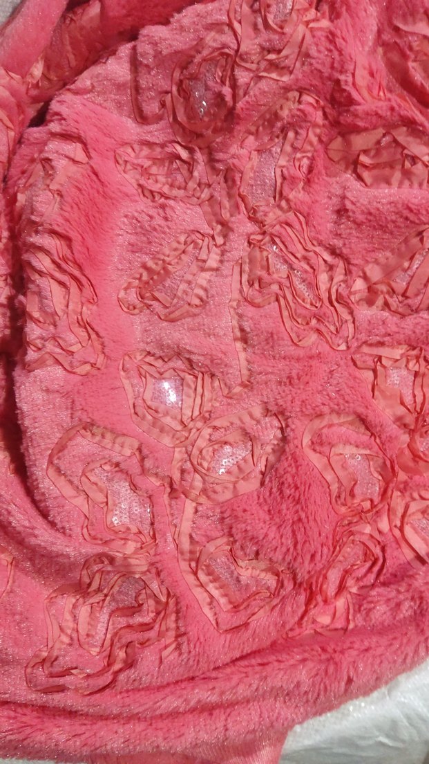 Nar çiçeği renginde,üç boyutlu görüntüsü olan Welsoft kumaş - Görsel 2