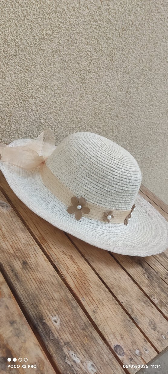 Dantel Detaylı Bej Bohem Hasır Şapka - Görsel 2