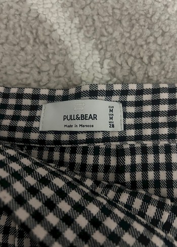 Pull and Bear Gri Ekose Pilili Midi Etek