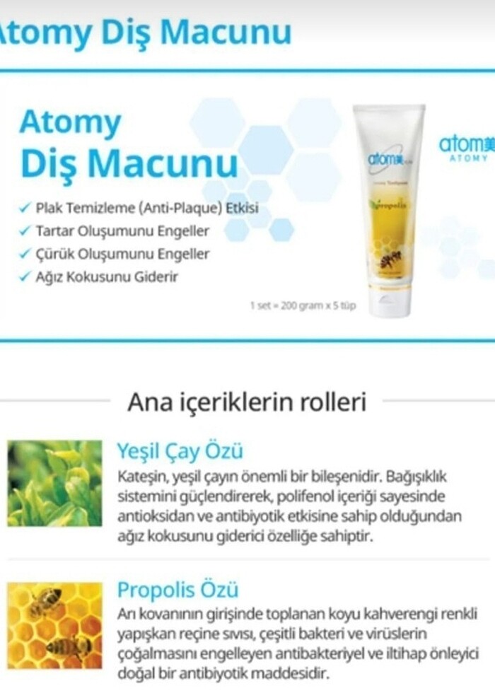 Atomy dış macunu 200gr. Lutfen açıklama okuyun - Görsel 2