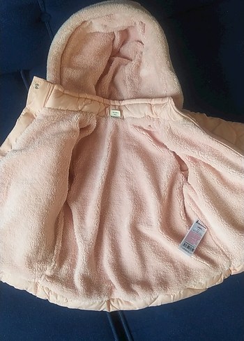 Kız Çocuk Pudra Kapüşonlu Kürklü Mont - Görsel 2