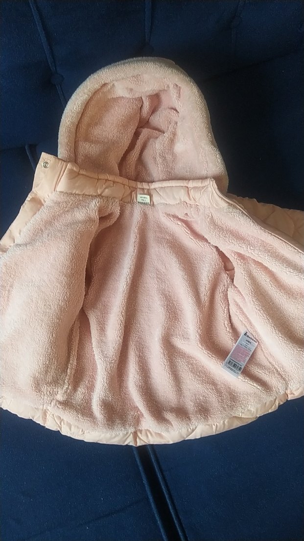 Kız Çocuk Pudra Kapüşonlu Kürklü Mont - Görsel 2