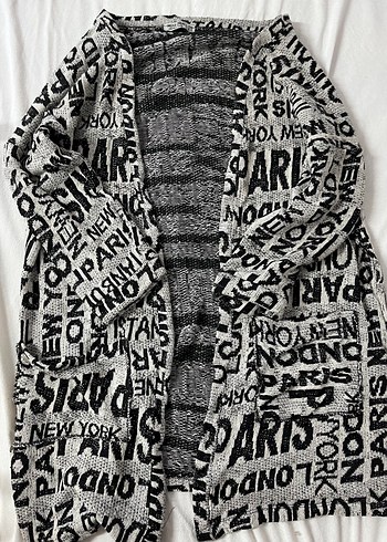 Miss Blue Gri Uzun Örme Kadın Hırka - Görsel 3