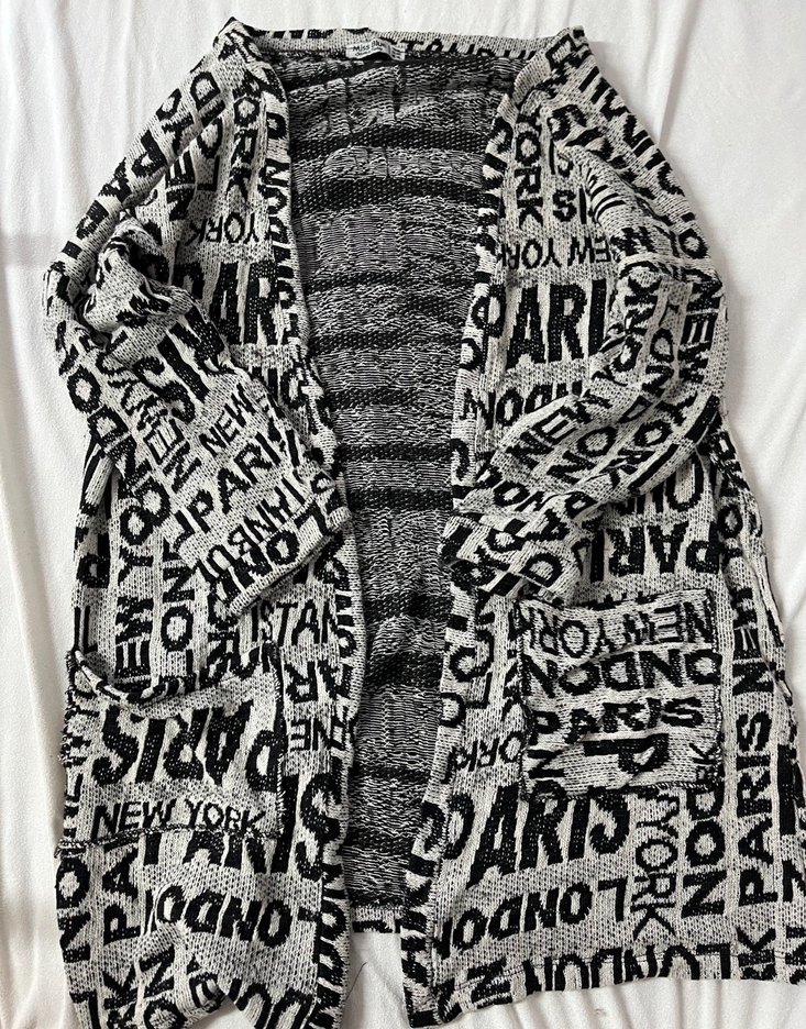 Miss Blue Gri Uzun Örme Kadın Hırka - Görsel 3