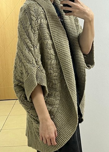 ZARAKNİT Desenli Kahverengi Örgü Kadın Hırka - Görsel 2