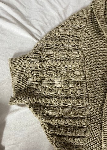 ZARAKNİT Desenli Kahverengi Örgü Kadın Hırka - Görsel 4