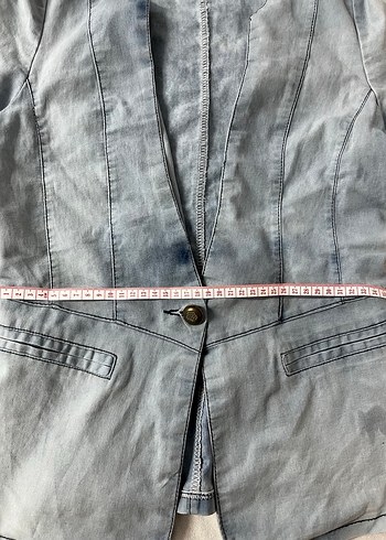 Vintage Y2K Düğmeli Kısa Kollu Kadın Kot Ceket - Görsel 2