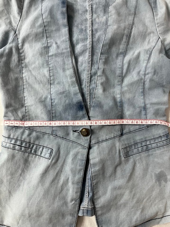 Vintage Y2K Düğmeli Kısa Kollu Kadın Kot Ceket - Görsel 2