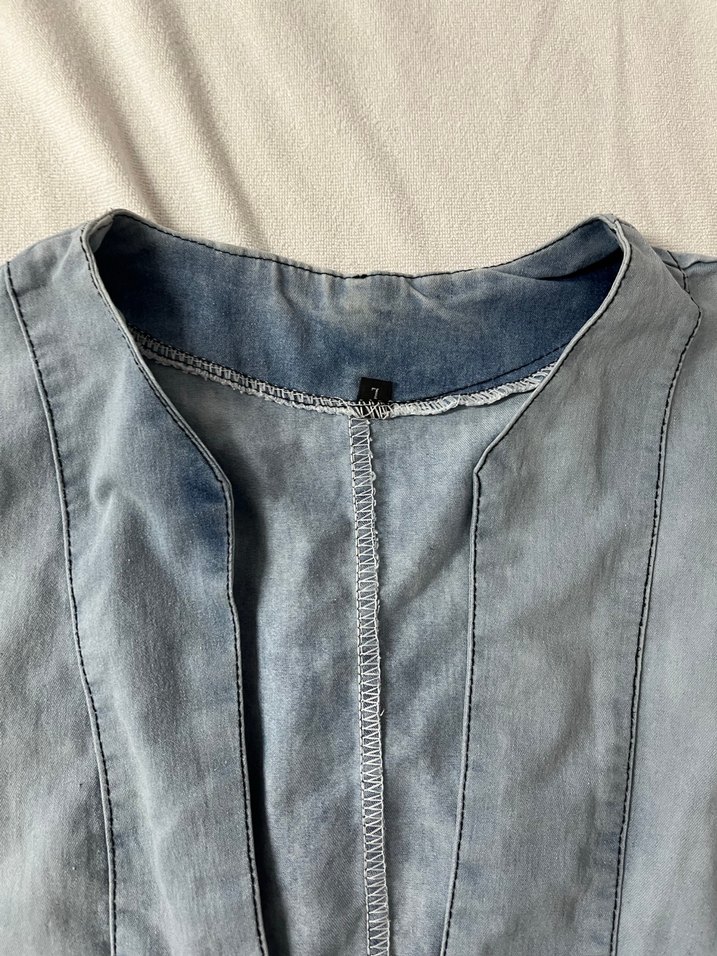 Vintage Y2K Düğmeli Kısa Kollu Kadın Kot Ceket - Görsel 5