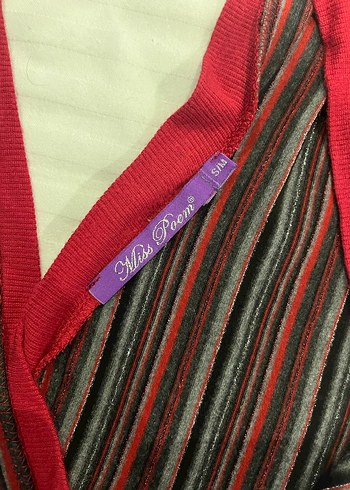 Miss Poem Kırmızı Çizgili Örgü Kadın Bluz - Görsel 4