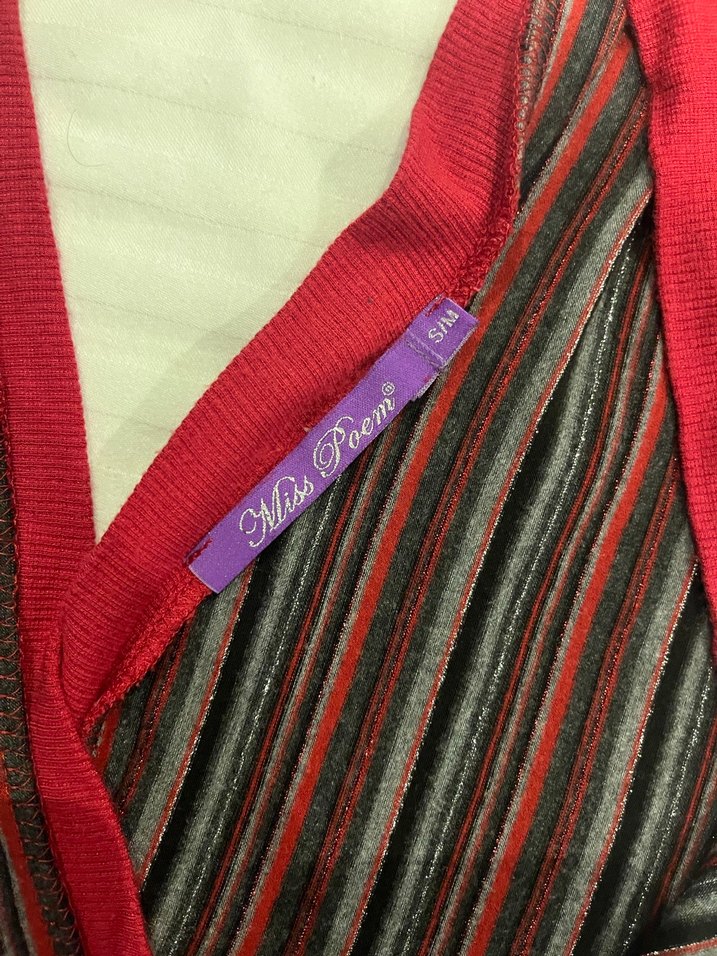 Miss Poem Kırmızı Çizgili Örgü Kadın Bluz - Görsel 4