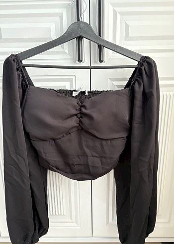 Düğmeli Siyah Gotik Kadın Bluz - Görsel 3