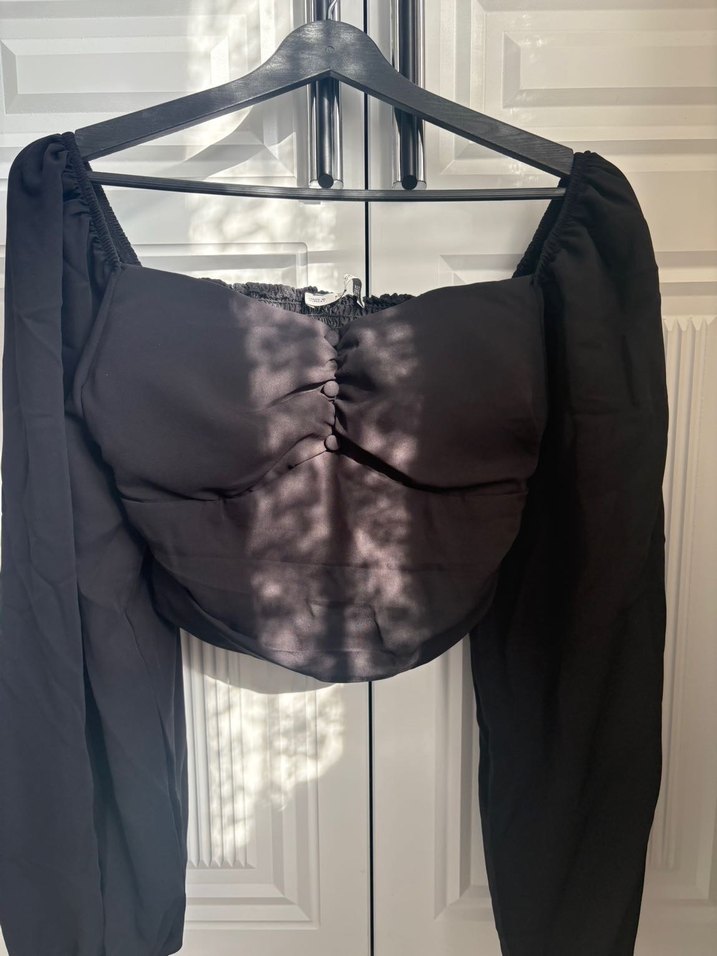 Düğmeli Siyah Gotik Kadın Bluz - Görsel 4