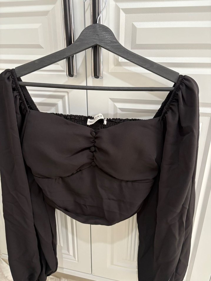 Düğmeli Siyah Gotik Kadın Bluz - Görsel 2