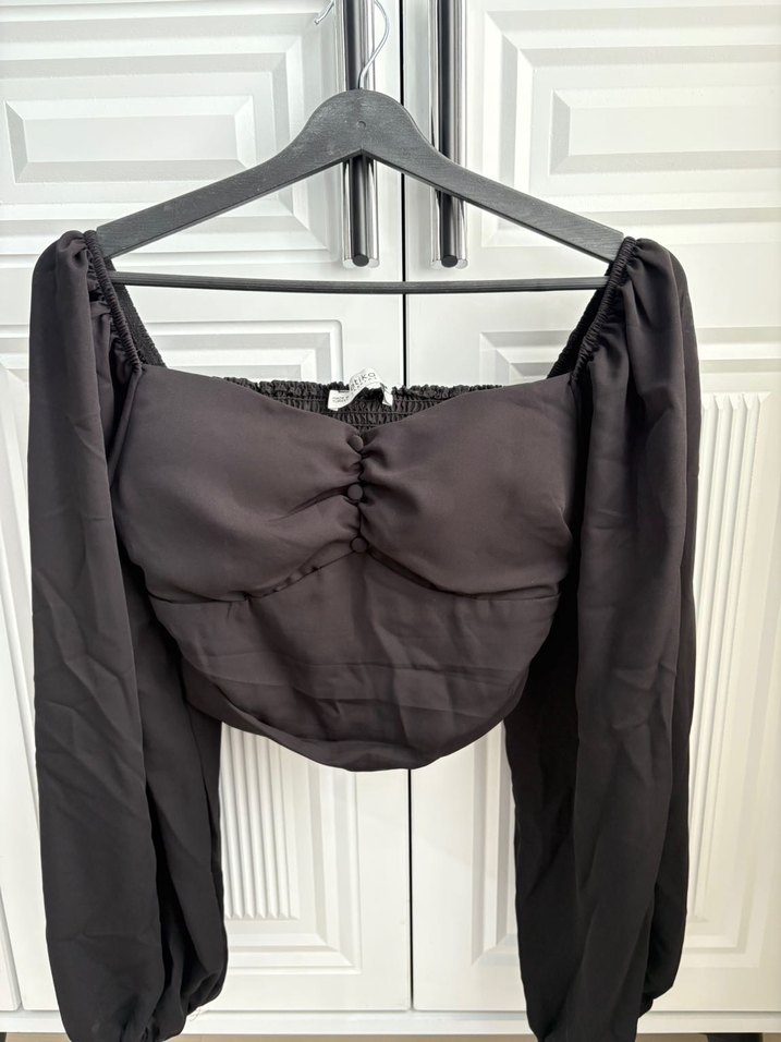 Düğmeli Siyah Gotik Kadın Bluz - Görsel 3