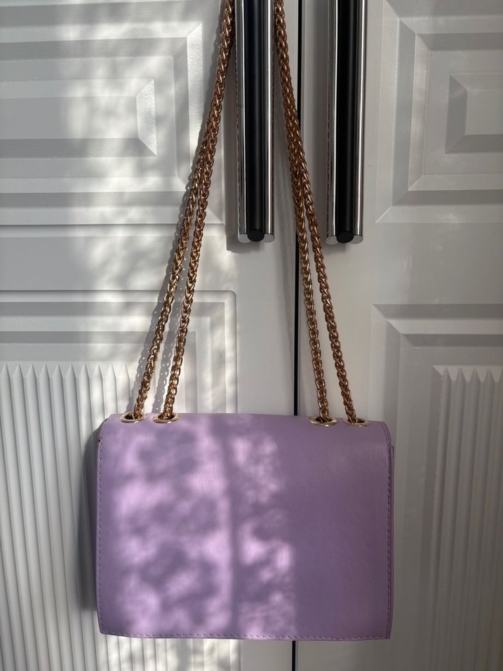 Mor Zincir Detaylı Kadın Deri Çanta - Görsel 3