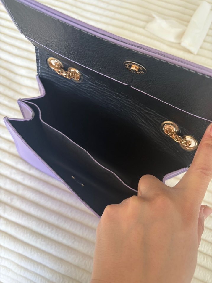 Mor Zincir Detaylı Kadın Deri Çanta - Görsel 4