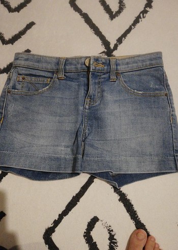 Kadın Mavi Kemerli Mini Kot Şort