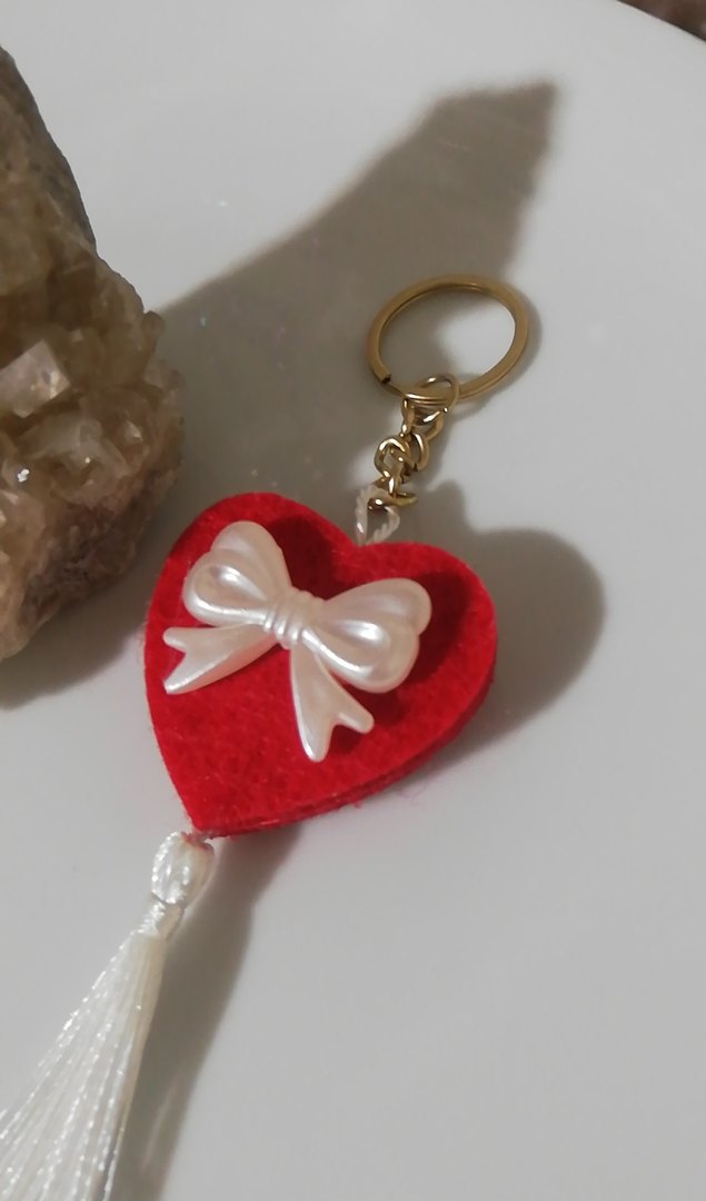 Kırmızı Kalp Püsküllü Bohem Anahtarlık ve Çanta Aksesuarı - Görsel 3