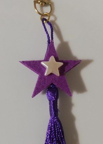 Mor Püsküllü Yıldızlı AnahtarlıkAnahtarlıkve Çanta Aksesuarı - Görsel 2
