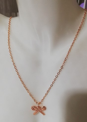 ROSE GOLD Renk Zincir Detaylı Midi Kolye