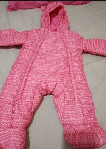 Pembe Kapüşonlu Bebek Astronot Kış Tulumu - Görsel 4