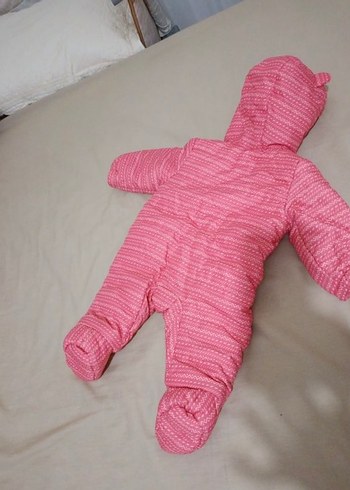 Pembe Kapüşonlu Bebek Astronot Kış Tulumu - Görsel 6