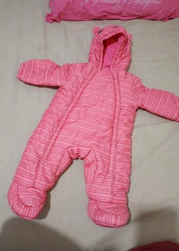 Pembe Kapüşonlu Bebek Astronot Kış Tulumu - Görsel 3