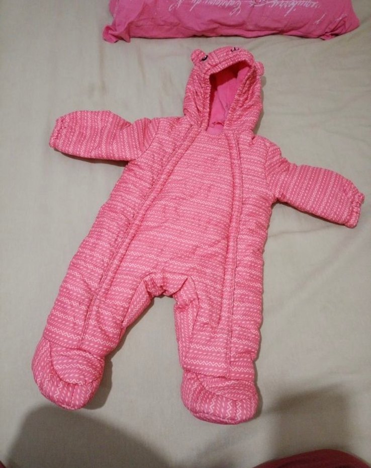 Pembe Kapüşonlu Bebek Astronot Kış Tulumu - Görsel 3