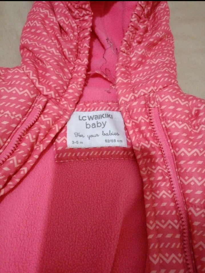 Pembe Kapüşonlu Bebek Astronot Kış Tulumu - Görsel 2