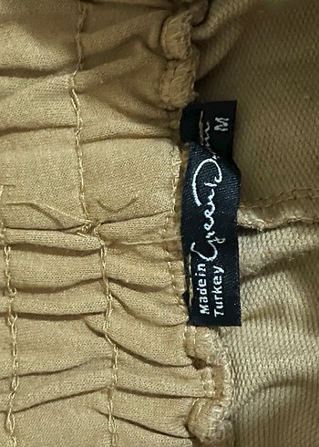 Düğmeli Bej Salaş Kadın Kumaş Pantolon - Görsel 4