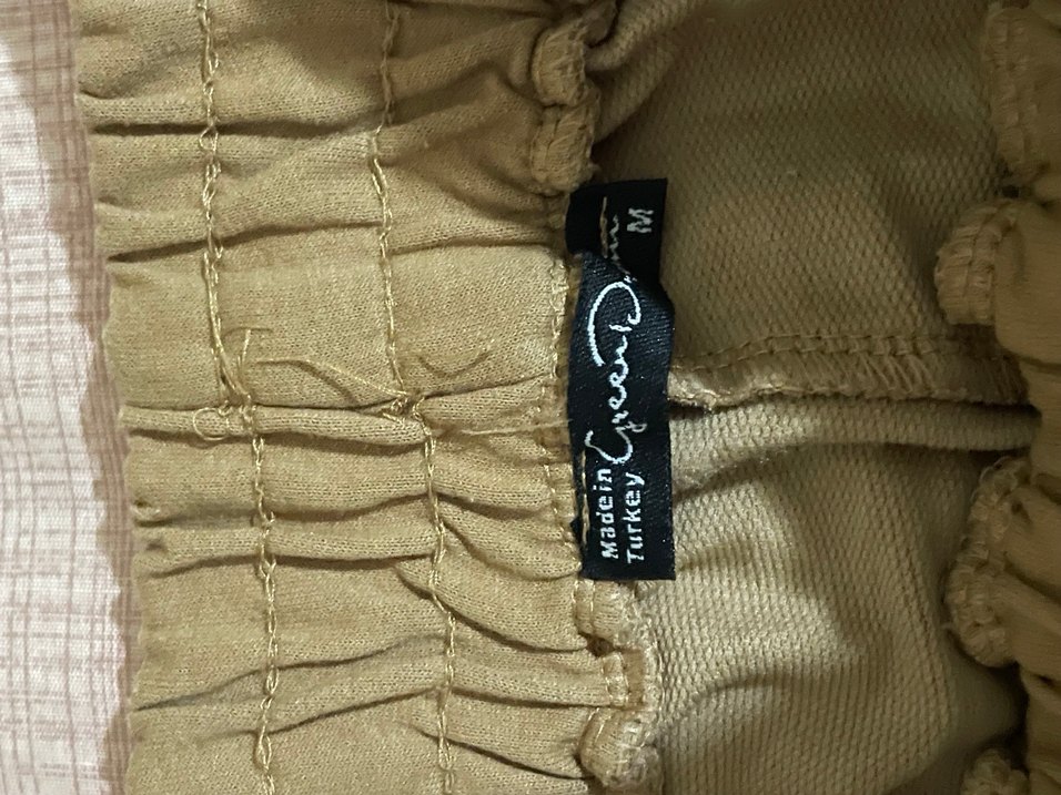 Düğmeli Bej Salaş Kadın Kumaş Pantolon - Görsel 4