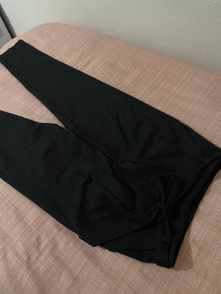 Kemerli Siyah Kadın Kumaş Pantolon - Görsel 3