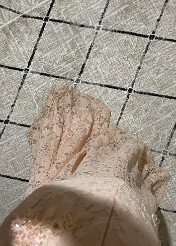 Pudra renk Dantel Detaylı Abiye - Görsel 3