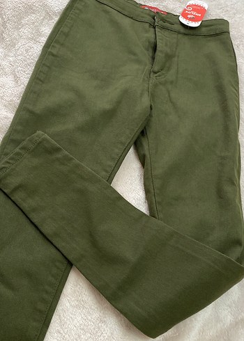 s Beden haki Renk Kadın Haki Pamuklu Regular Fit Kumaş Pantolon