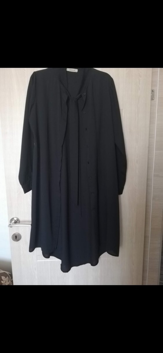 Siyah Uzun Kollu Kadın tunik gömlek - Görsel 3