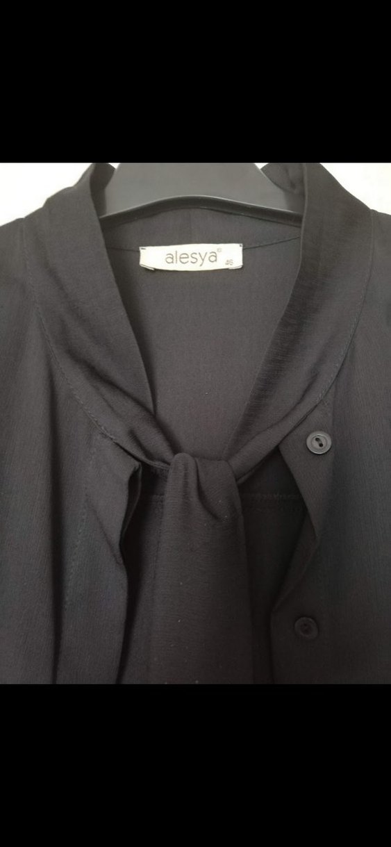 Siyah Uzun Kollu Kadın tunik gömlek - Görsel 4