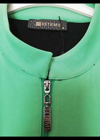 Yeşil Siyah Baskılı Uzun Kadın Ceket - Görsel 5