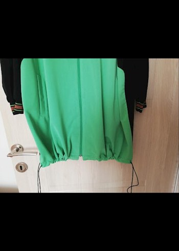 Yeşil Siyah Baskılı Uzun Kadın Ceket - Görsel 4