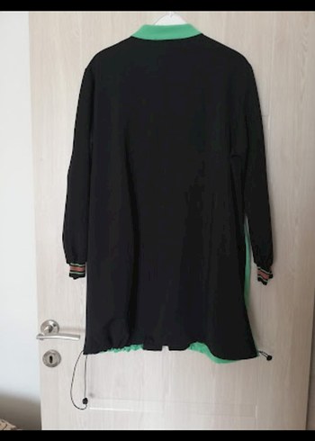 Yeşil Siyah Baskılı Uzun Kadın Ceket - Görsel 2