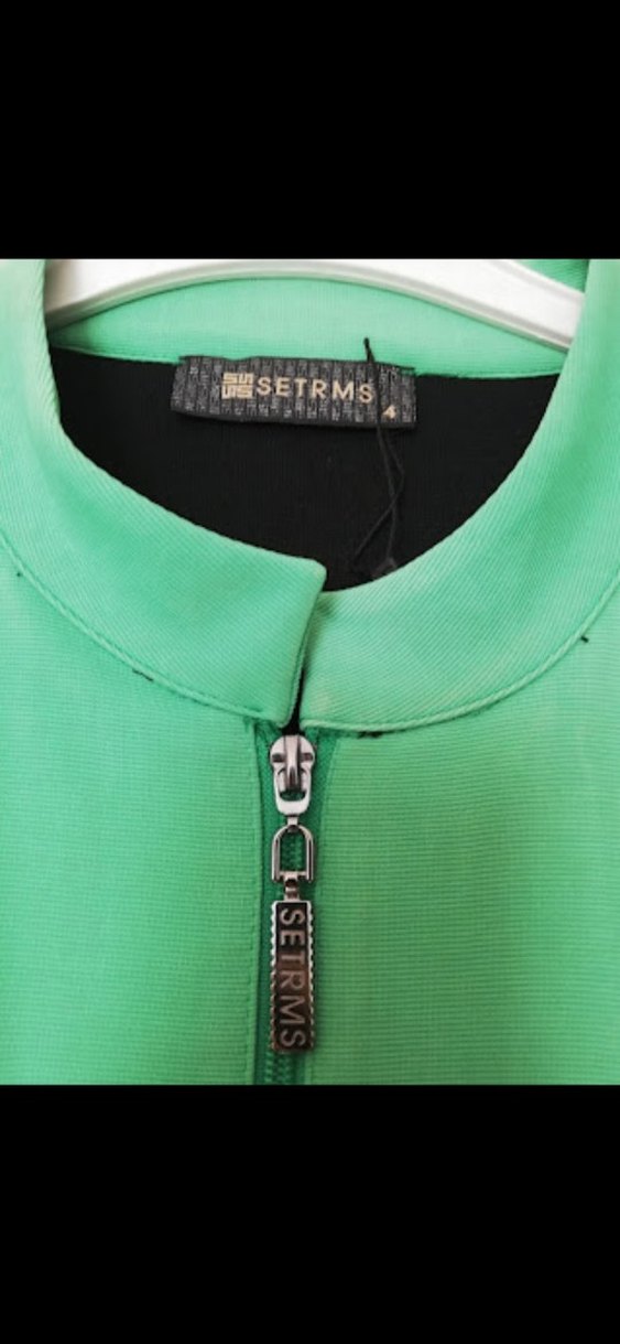 Yeşil Siyah Baskılı Uzun Kadın Ceket - Görsel 5