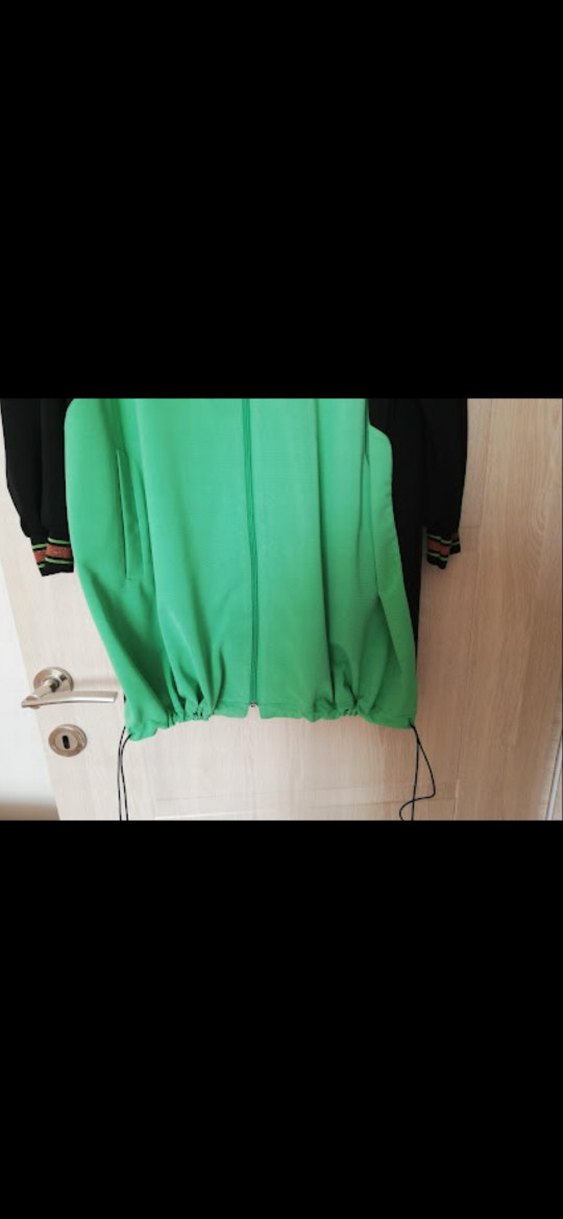 Yeşil Siyah Baskılı Uzun Kadın Ceket - Görsel 4