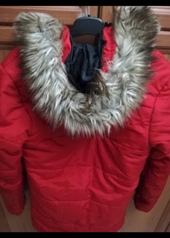 Kırmızı Midi Kaban Fermuarlı Kapüşonlu erkek mont - Görsel 3