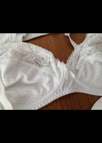 Beyaz Vintage Midi Sütyen Seti - Görsel 6