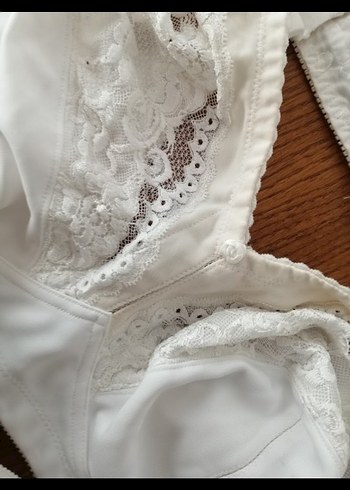 Beyaz Vintage Midi Sütyen Seti - Görsel 4