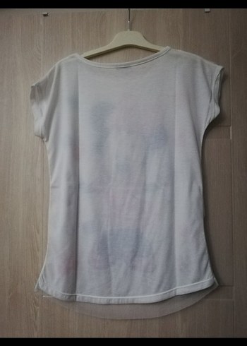 Kız Çocuk Beyaz Baskılı Kısa Kollu Tişört - Görsel 2