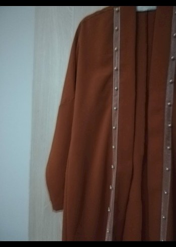 Uzun Kahverengi Kadın Klasik ceket - Görsel 3