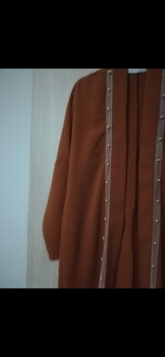 Uzun Kahverengi Kadın Klasik ceket - Görsel 3